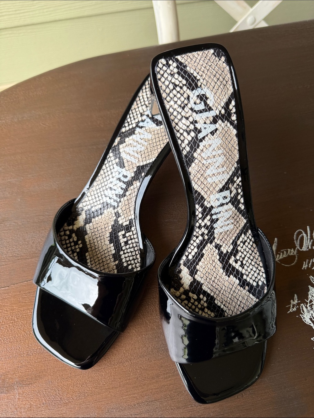Gianni Bini Stacilie Patent Slide Mules